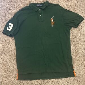 Polo by Ralph Lauren Dark Green Polo Shirt with Orange Accents